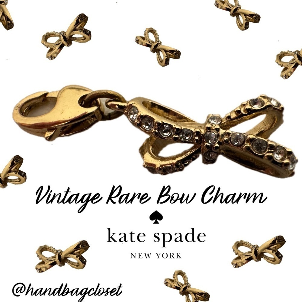 KATE SPADE 12 KT Gold Plated Vintage Charm (no Bracelet) Gold Crystal Bow Charm